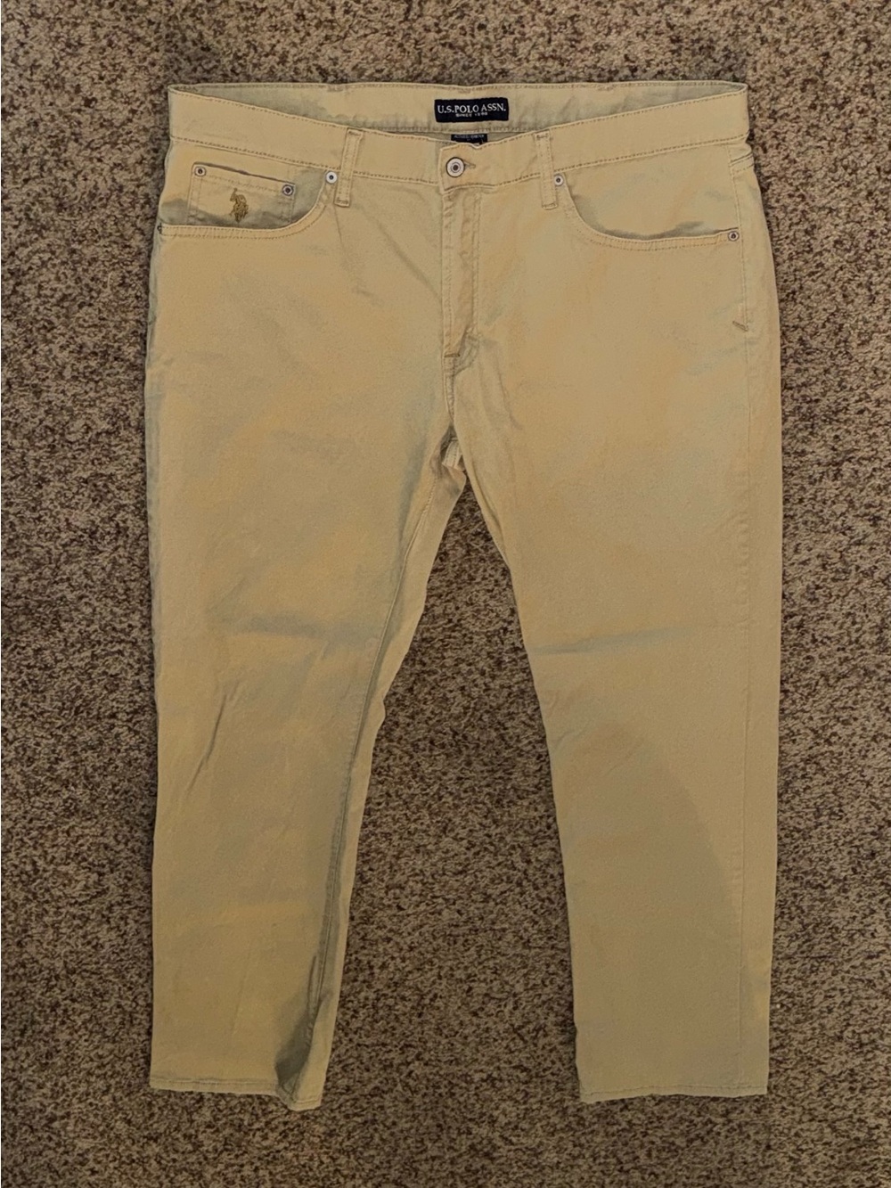 U.S. Polo Assn. Men’s Slim Straight Jeans in Light Khaki